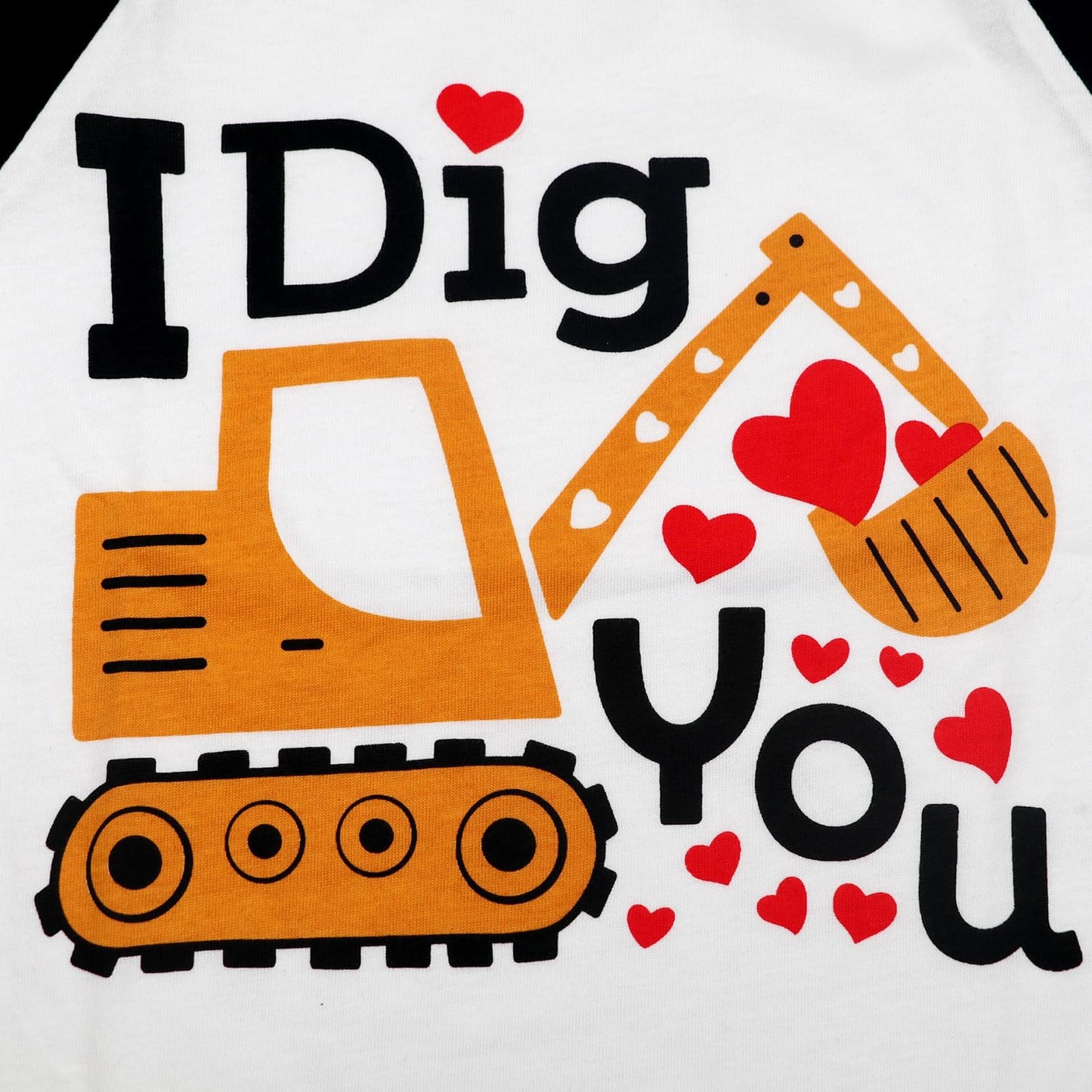 Toddler Boy Loved Heart Shirt Kids Valentine Day Outfits Excavator I Dig Heart Graphic Long Sleeve Tee Tops 4T