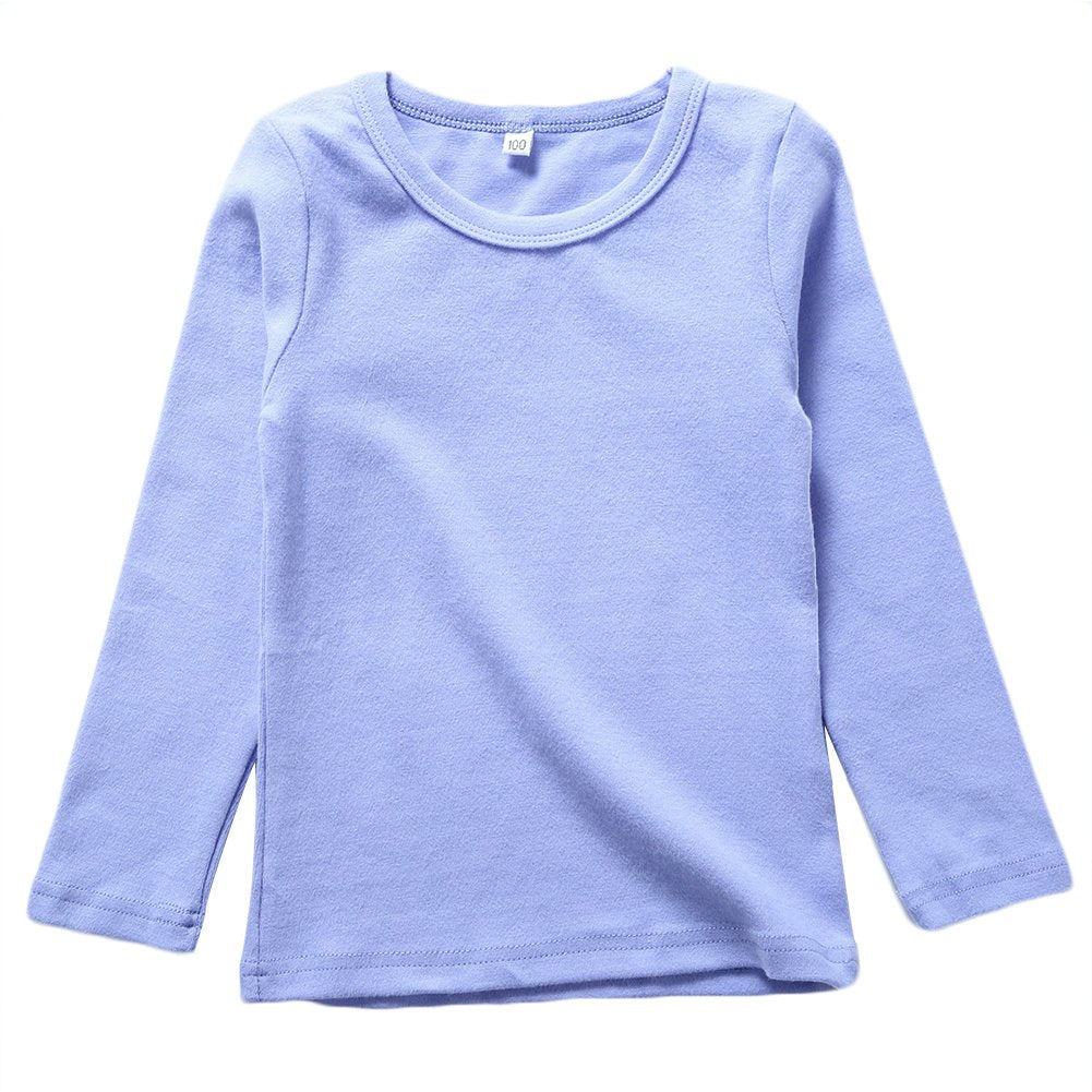 Kisbini Unisex Girls 100% Cotton Long Sleeve T-Shirt Top Tees Light Purple 2T – WBBAPB07653WFTW