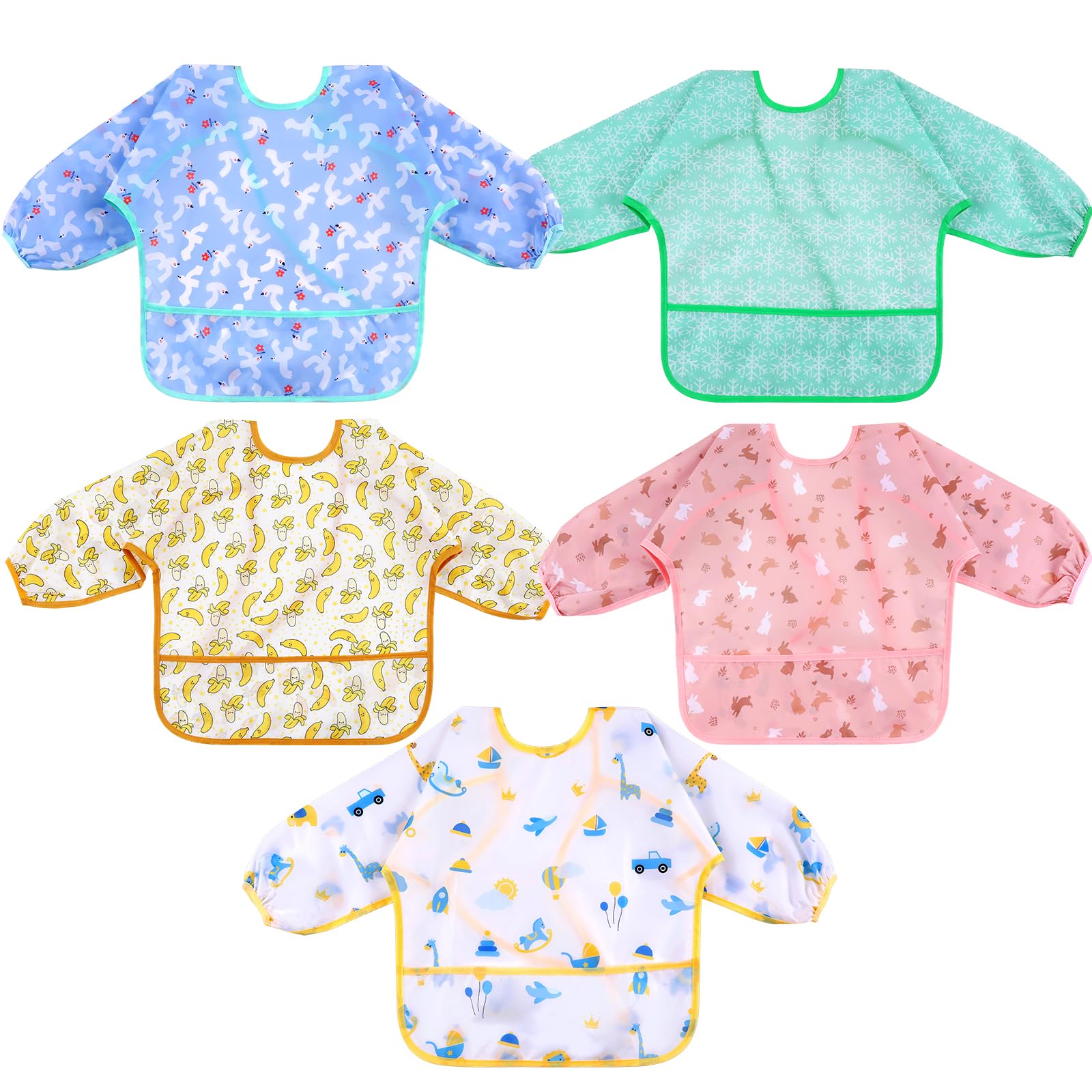 Lictin Baby Bibs For Boy Or Girl - Baby Bibs For Eating, Long Sleeve Bib, Waterproof Toddler Bibs, 0-24 Months Neutral Baby Smoc