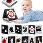 Infinno Black & White Baby Toys High Contrast Crinkle Cloth Activity Book, Infant Mirror Toys for Baby 0-6 Months, Newborn Senso