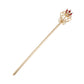 Pensoda Gold Pearl Rhinestone Scepter Festival Wand Pageant Costume Props (Gold-Red)