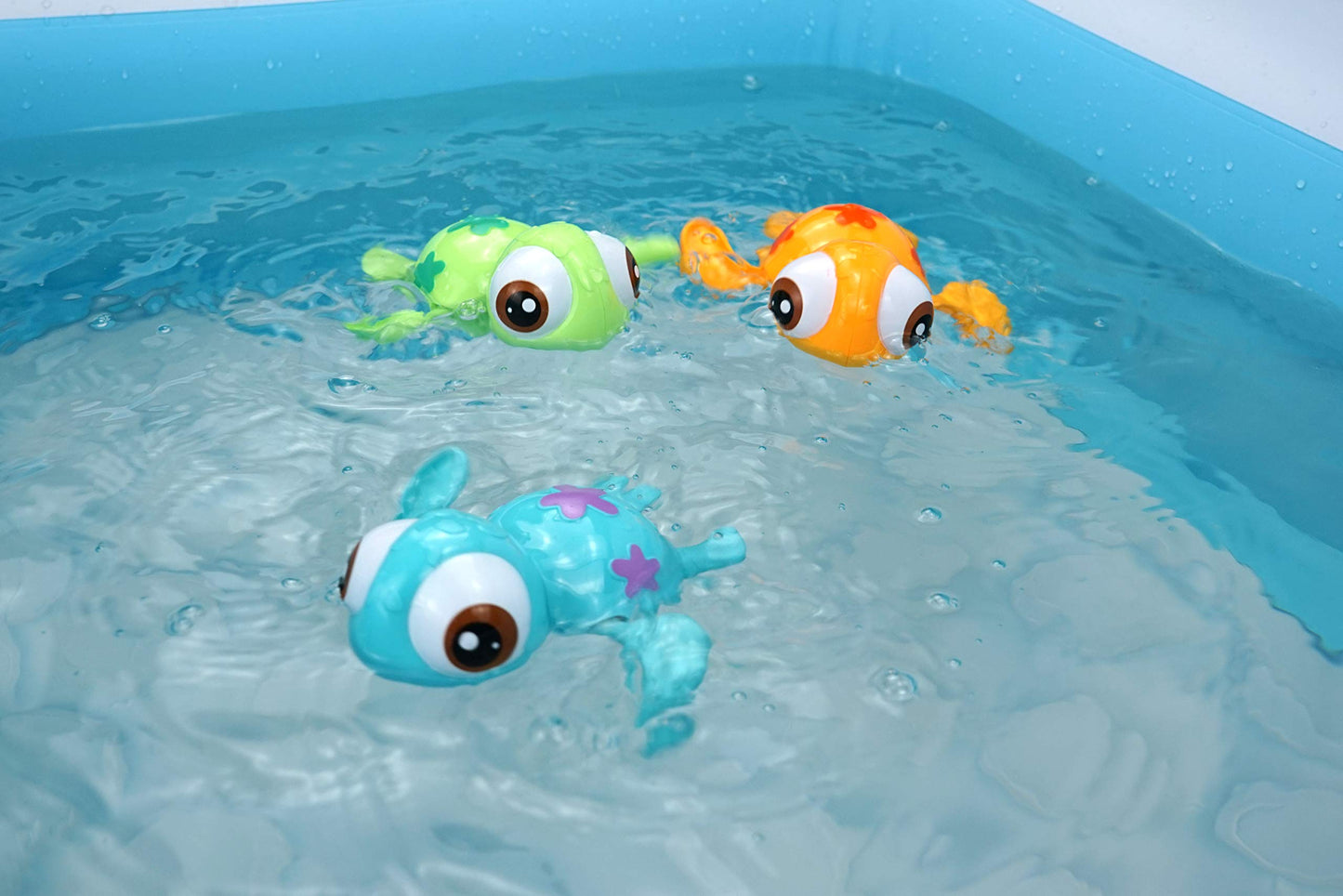 DUCKBOXX XX Wind-up Swimming Sea Turtles Bath Toy, No Battery Mold-Free Anti-Rust Interactive Montessori Toy for Kids 18M+ (Blue