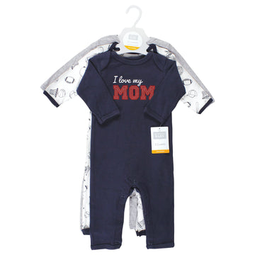 Hudson Baby Girls Unisex Cotton Coveralls, Love Mom, 0-3 Months, Love Mom, 0-3 Months Us