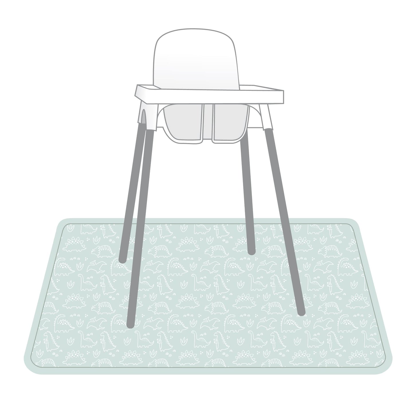 Bapronbaby Dino Friends Sage Splash Mat - Waterproof Catch-All For Under High Chairs, Floors, Tables, Playtime Or Arts & Crafts