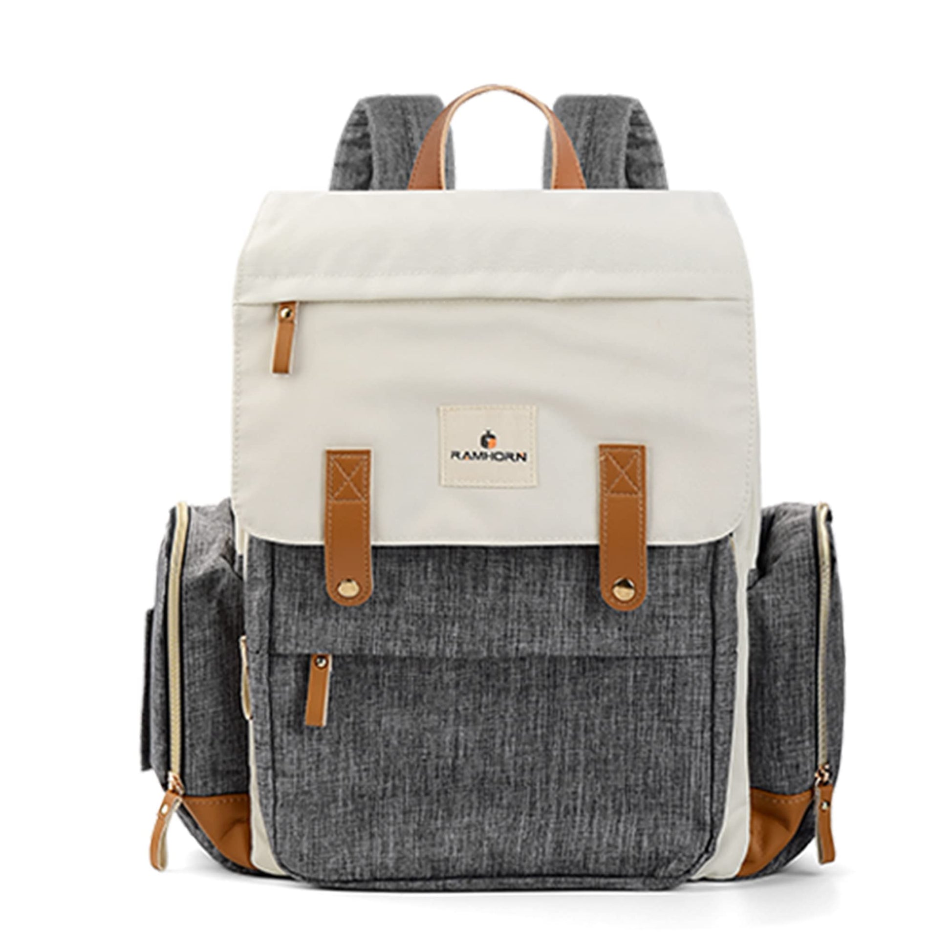 Ramhorn Diaper Bag Multifunction Travel Backpacks for Mom with Insulated Pockets and Laptop Compartment, grey