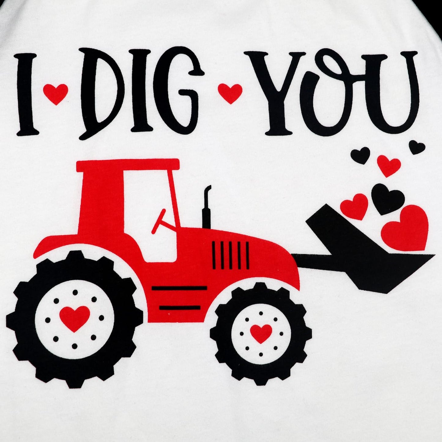 Toddler Boy Valentine'S Day Shirts Raglan Long Sleeve Tee Tops Kids Love Heart Tractor Graphic Clothes 7 Years