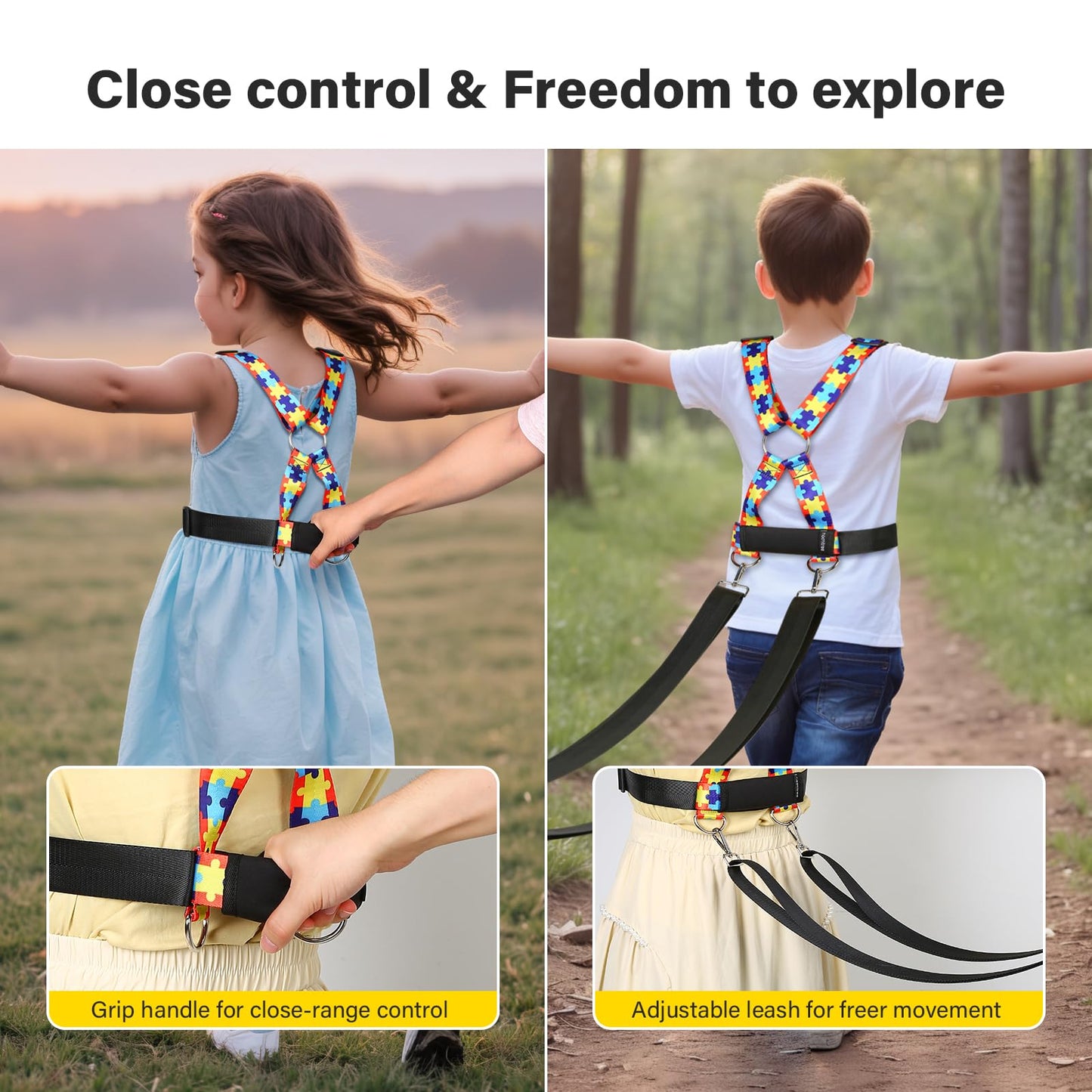 Hoomtree Safety Harness Leash For Special Needs Child Aged 3-12 Years Fully Ajustable, Sturdy Walking Harness For Older Children