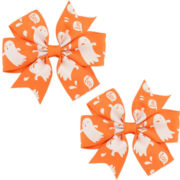 2PCS Halloween Hair Bow Clips for Girls Cute Ghost Alligator Bow Knot Hair Pins Halloween Hair Clip Halloween Cosplay Dress Deco