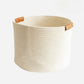 Large Cotton Woven Blanket Basket with PU Leather Handle, Kids Clothes Toys Gifts Organizer, Living Room Basket Bathroom Shower 