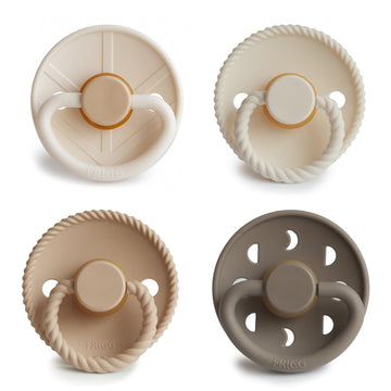 FRIGG Natural Rubber Baby Pacifier 4-Pack Crystal Sparkle | Made in Denmark | BPA-Free (6-18 Months)