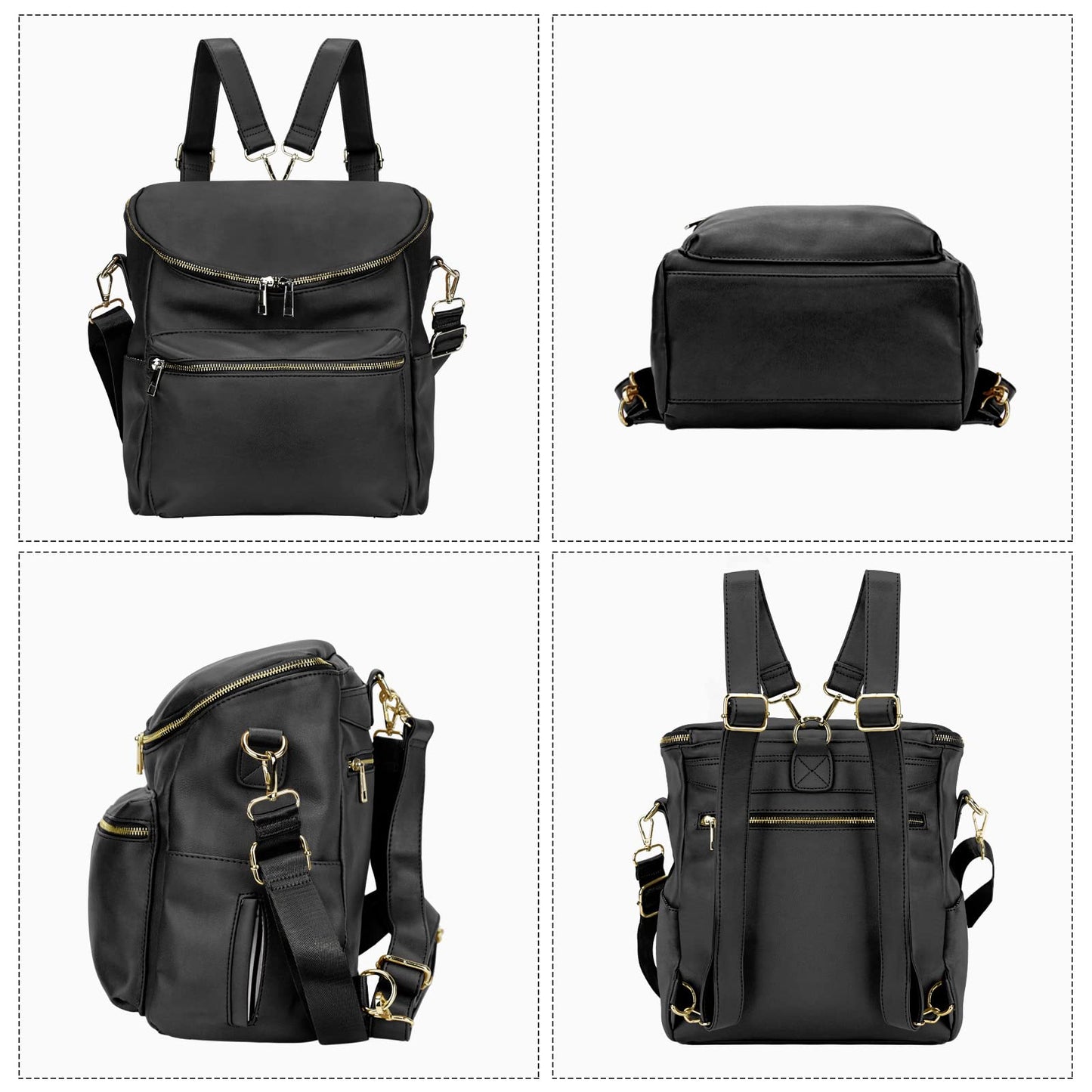 Minsong Diaper Bag Backpack,Fashion Leather Mommy Backpacks,Travel Toddler Baby Diaper Bags With In Bag Organizer And Changing P