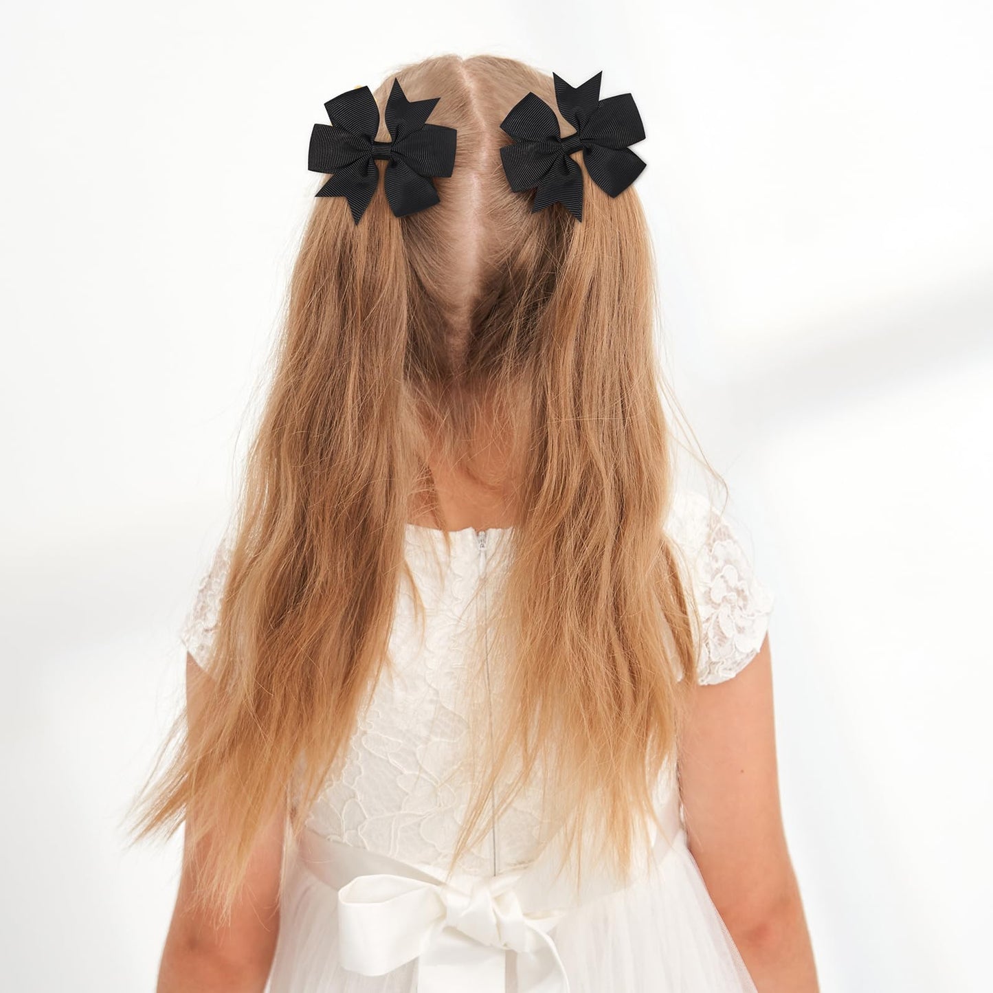 Choicbaby 3 Inches Hair Bows For Girls Black Grosgrain Ribbon Pinwheel Hair Bows Clips Toddler Bows Hair Clips For Birthday Baby