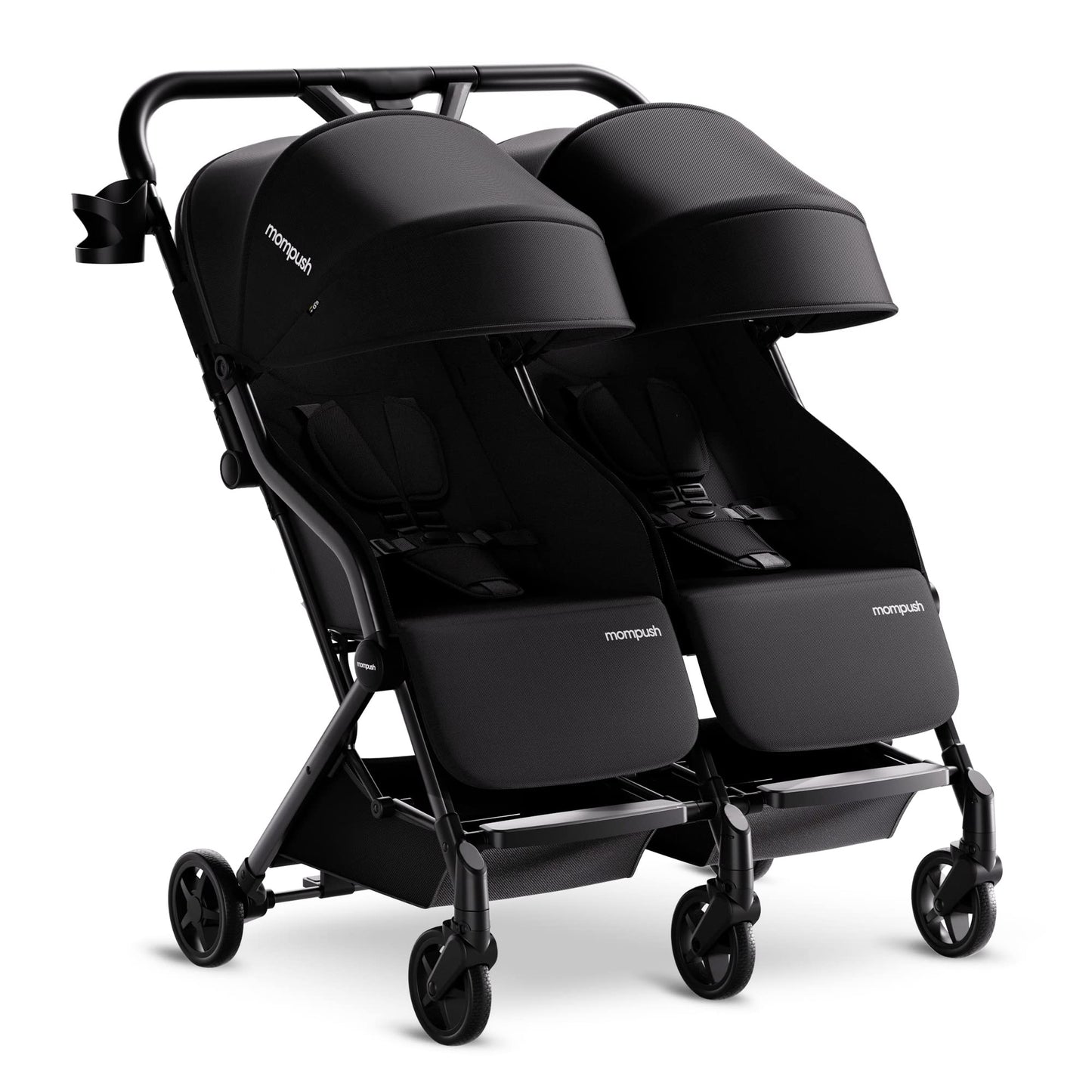Mompush Lithe Double Stroller, Lightweight Side by Side Stroller for Newborn and Toddler, Easy Fold, Spacious Seats with Recline