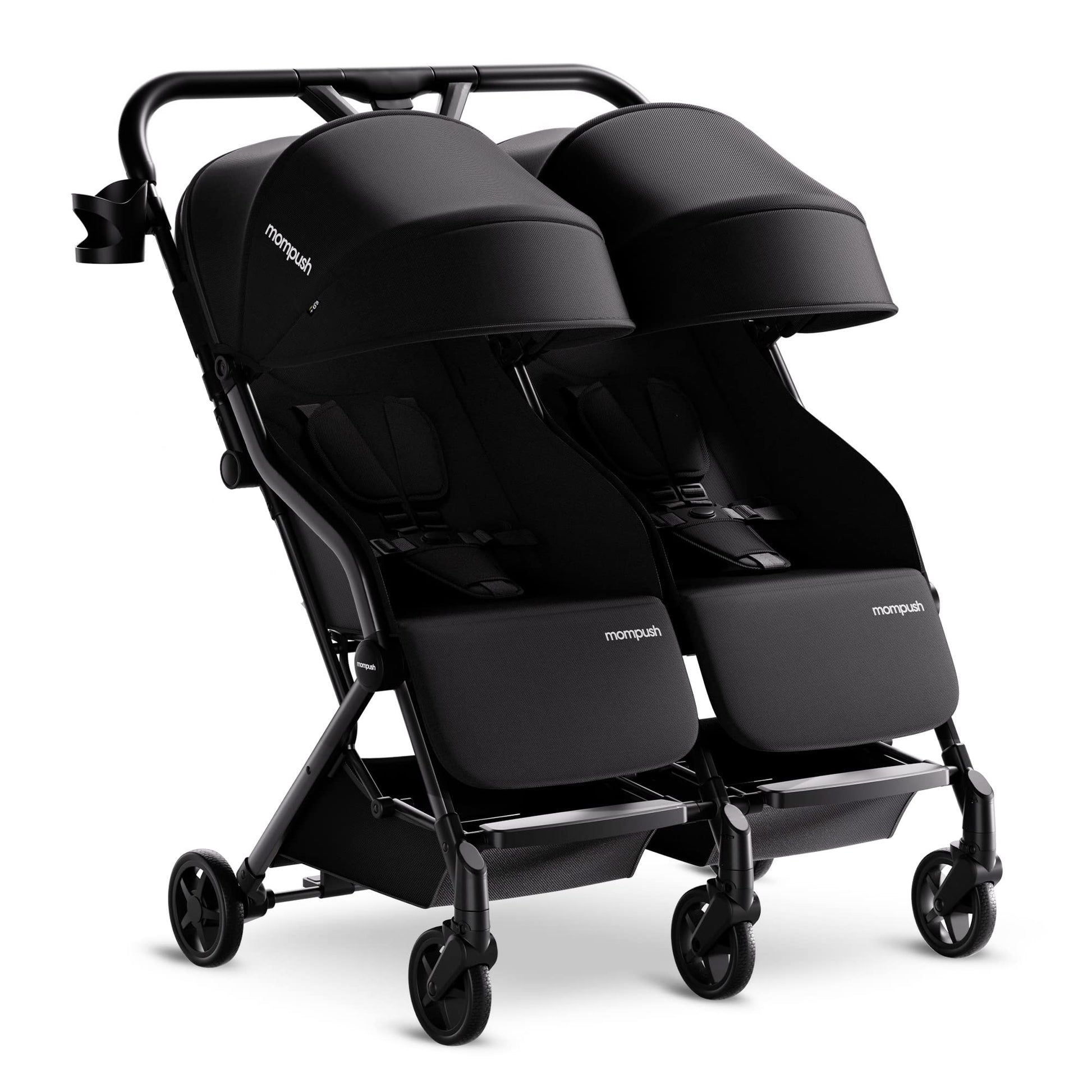 Mompush Lithe Double Stroller, Lightweight Side by Side Stroller for Newborn and Toddler, Easy Fold, Spacious Seats with Recline