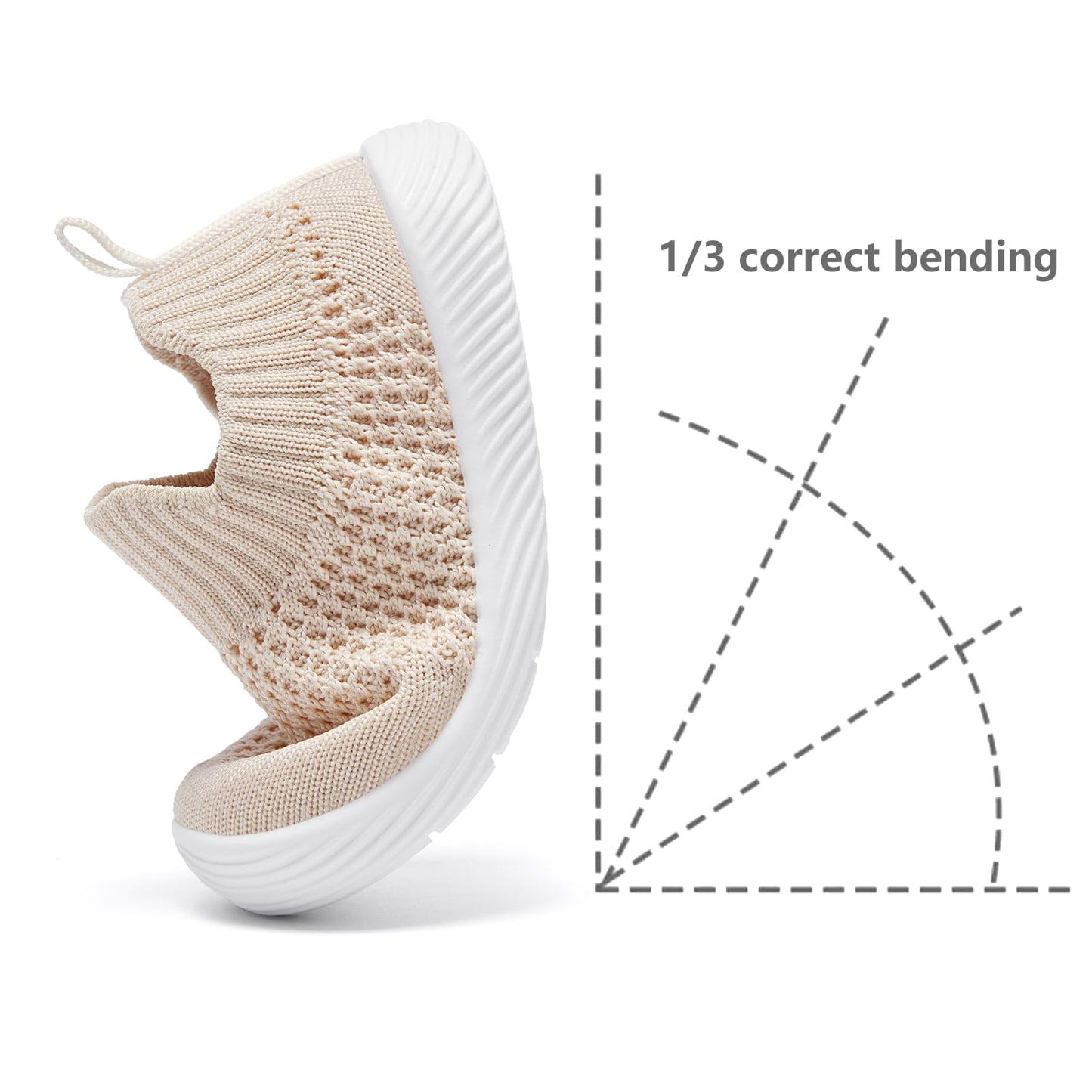 Morendl Toddler Shoes Baby Walking Sock Shoes Non-Slip Breathable Boys & Girls Sneakers Infant Tennis Shoes Khaki 9-12Months