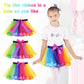 Layered Rainbow Tutu Skirt Costumes Set With Hair Bows Clips And Satin Sash For Girls Birthday Party Dress Up