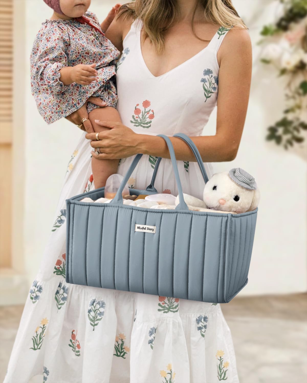 Blissful Diary Baby Diaper Caddy Organizer, Baby Shower Basket For Boys Girls, Gift For Newborn Essentials, Baby Registry Must H