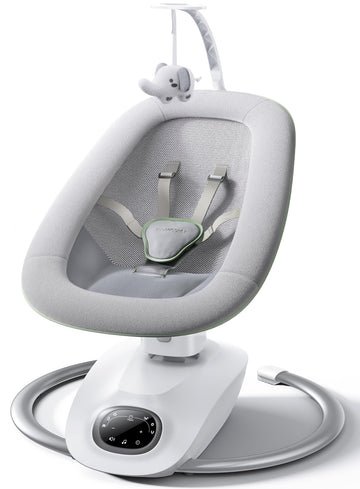 Momcozy CocoSway 3D-Motion Baby Swing for Infants to Toddlers, 6 Motion Modes & 4 Speeds, 180 Rotating Seat, Remote Control, Rec