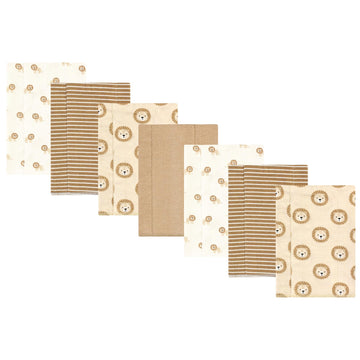 Hudson Baby Unisex Baby Cotton Flannel Burp Cloths, Brave Lion 7-Pack, One Size