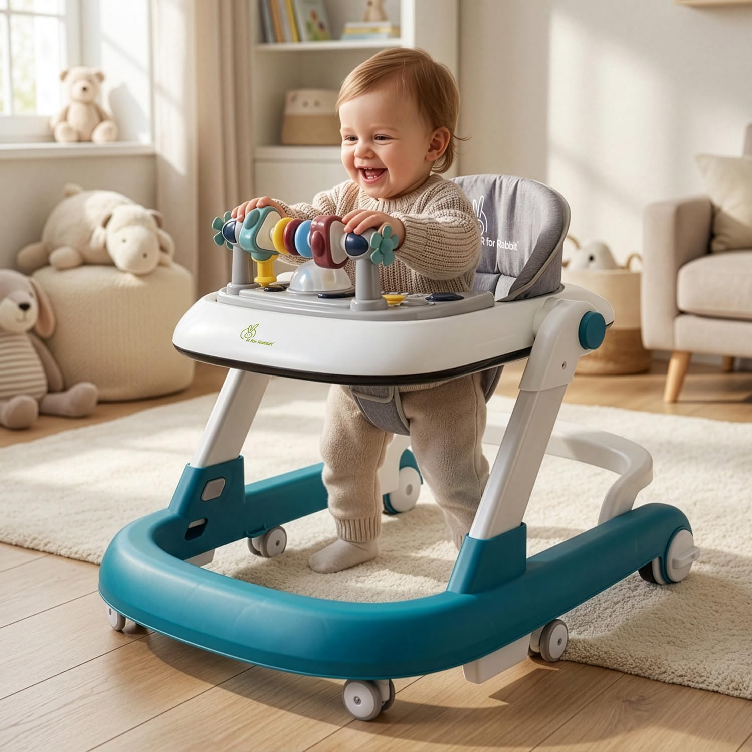 R For Rabbit Little Feet Walker Baby Anti Fall Convertible Push Walker For 68 Months Kids With Adjustable Speed Wheels, 2 Level