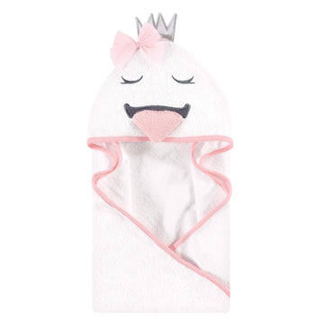 Hudson Baby Unisex Baby Cotton Animal Face Hooded Towel, Swan, One Size