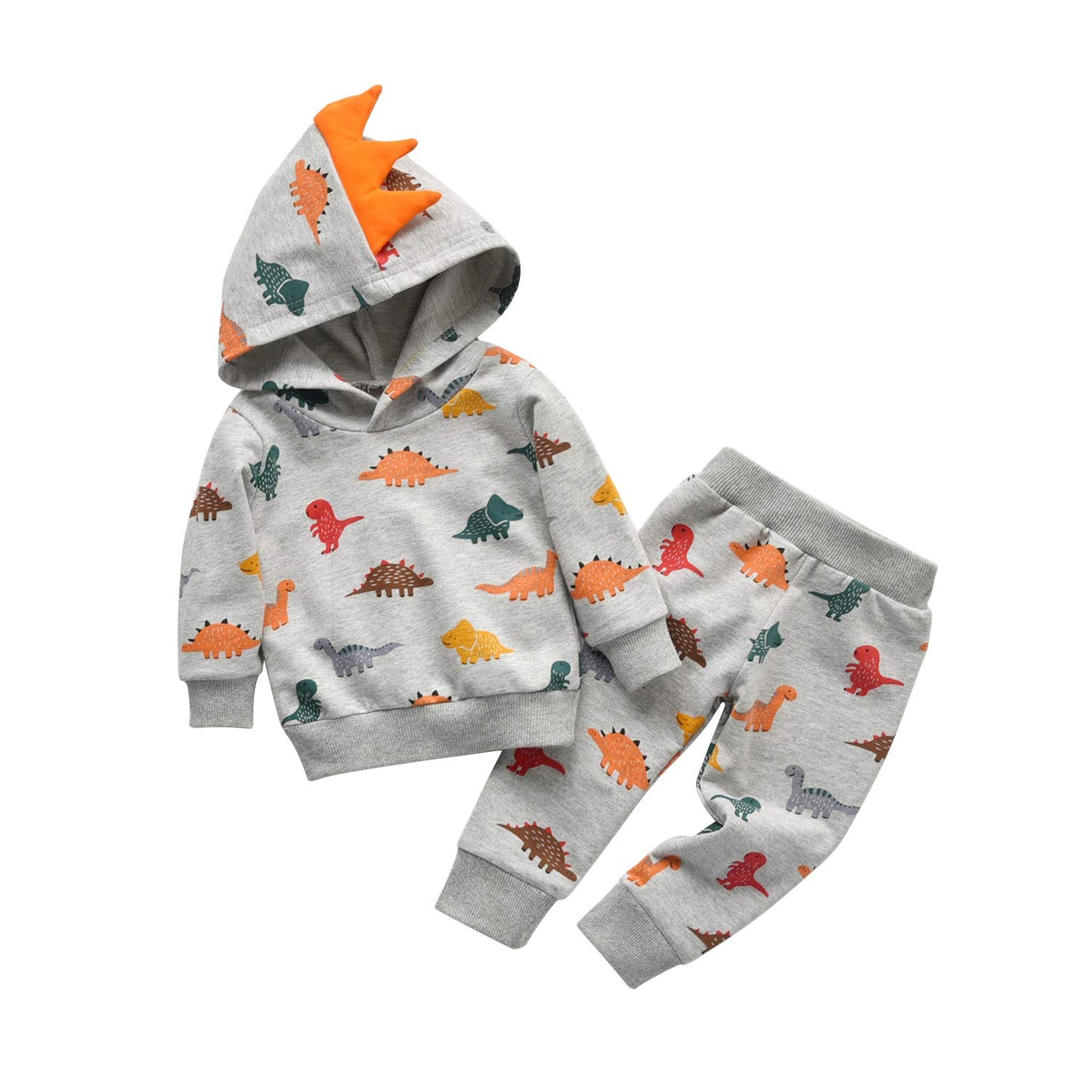 Toddler Infant Baby Boy Clothes Colored Dinosaurs Long Sleeve Hoodie Tops Sweatsuit Pants Outfit Set (4-5T)