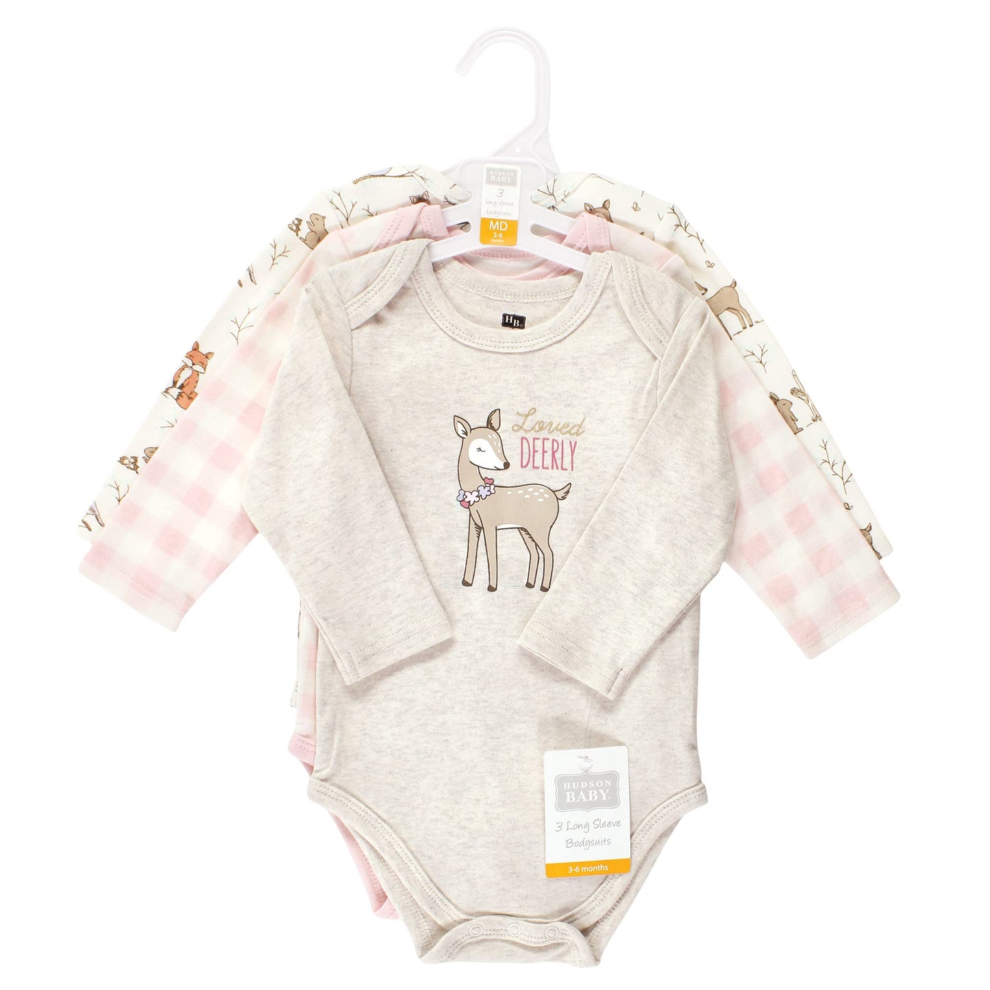 Hudson Baby Unisex Bodysuits Cotton Long-Sleeve Enchanted Forest, 3-6 Months, Enchanted Forest 3-Pack, 3-6 Months Us