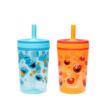 Zak Designs Sesame Street Kelso Toddler Tumblers For Travel Or At Home, 15Oz 2-Pack Durable Plastic Sippy Cups With Leak-Proof D