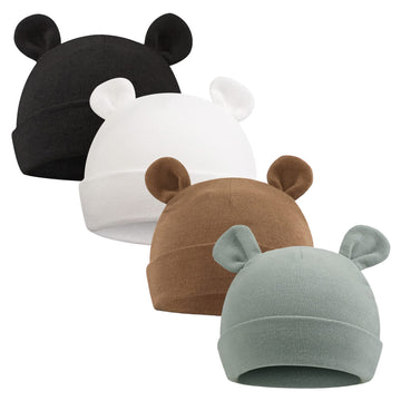 Pesaat Newborn Hospital Hat 0-12Months Preemie Boys Girls Beanie Solid Infant Baby Hats Autumn Winter (4Pack-C, 0-6 Months)