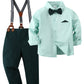 Disaur Matching Family Outfits Long Sleeve Green Dress Shirt Bow Tie Suspender Black Pants Boys Church Outfit 4T 5T 4-5T