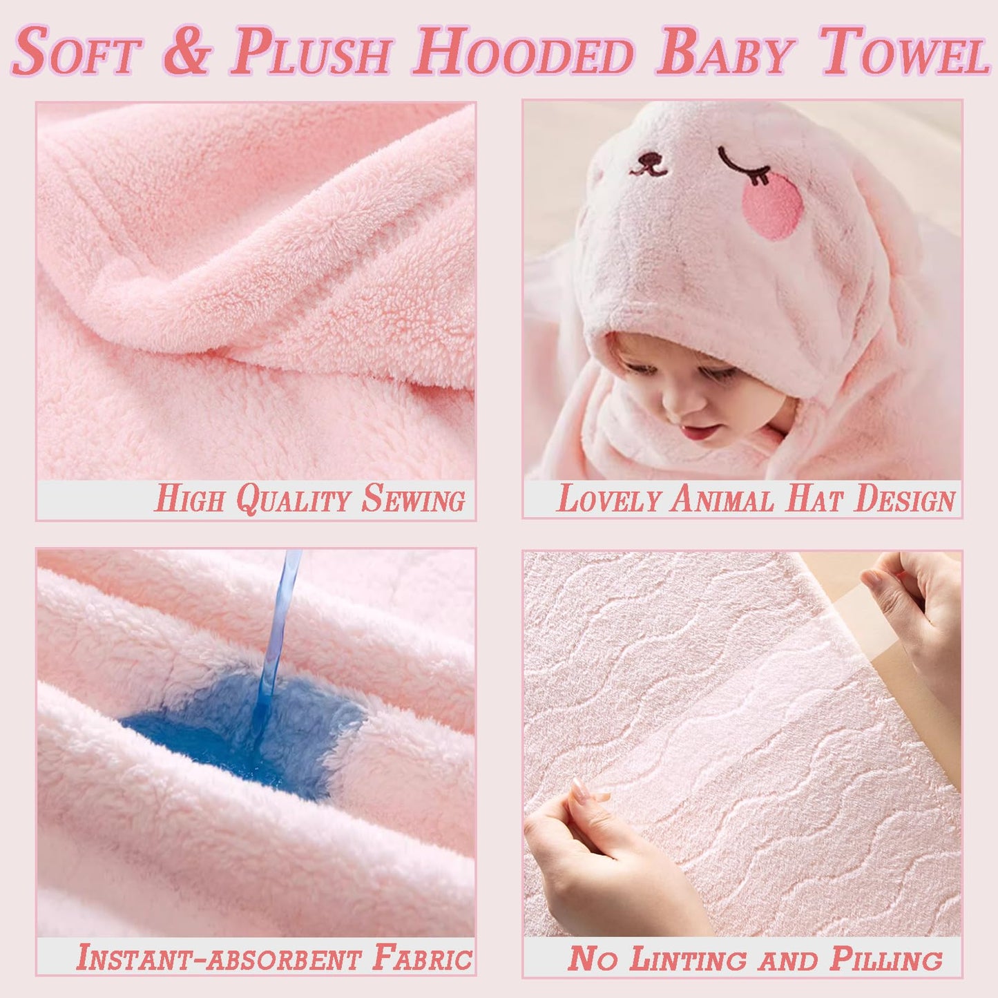 Foinemyed 2 Pack Toddler Towels With Hood Thick Toddler Towels 55' X 27.5' Baby Hooded Bath Towels Set For Girl Boy Super Abso