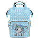 XOZOTY Elephant Wave Point Blue Diaper Bags Backpack with Name Personalized Baby Bag Nursing Nappy Bag Gifts for Mom Girl