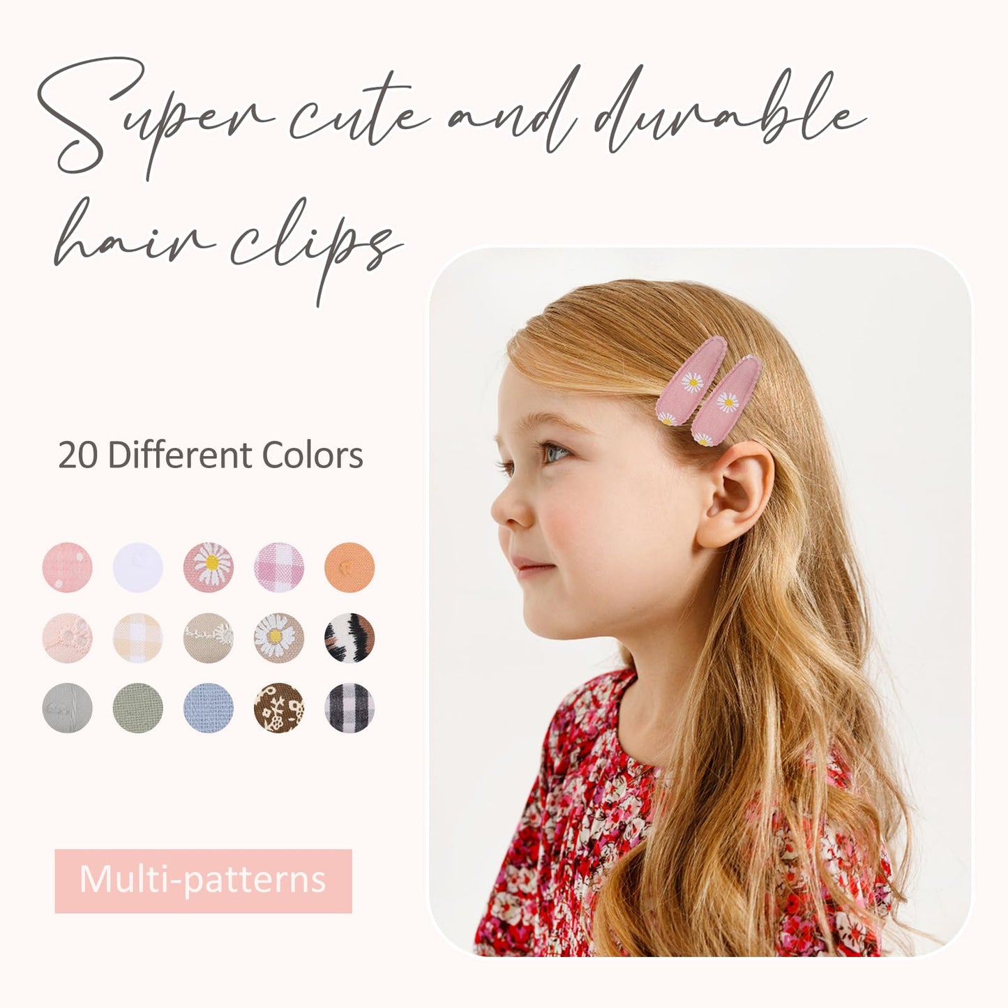 Choicbaby 30 Pcs Toddler Hair Clips Floral Print Girl Hair Clips For Girls Non Slip Wrapped Snap Hairpins For Kids Barrettes Hai