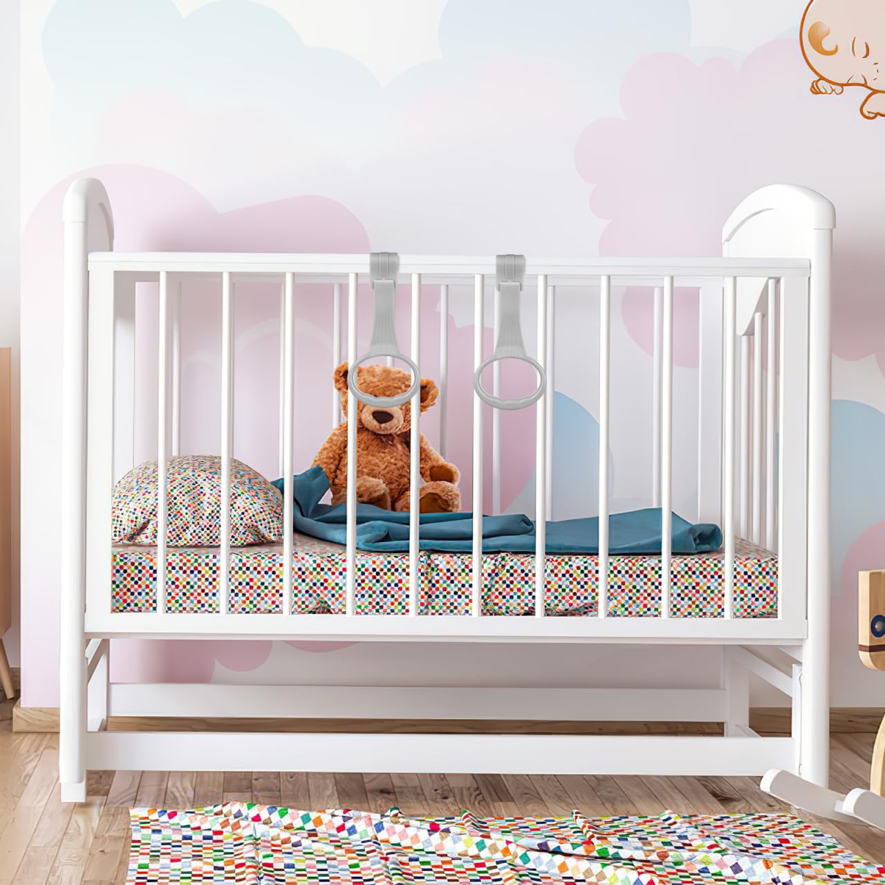 SAFIGLE Baby Playpen - Pull Up Rings Assistant for Baby Walking Exercises - Grey