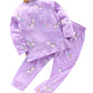 Ventra Girls Horse Purple Print Nightwear, 100% Cotton Night Dress for Kids, Top and Bottom Pyjama Set