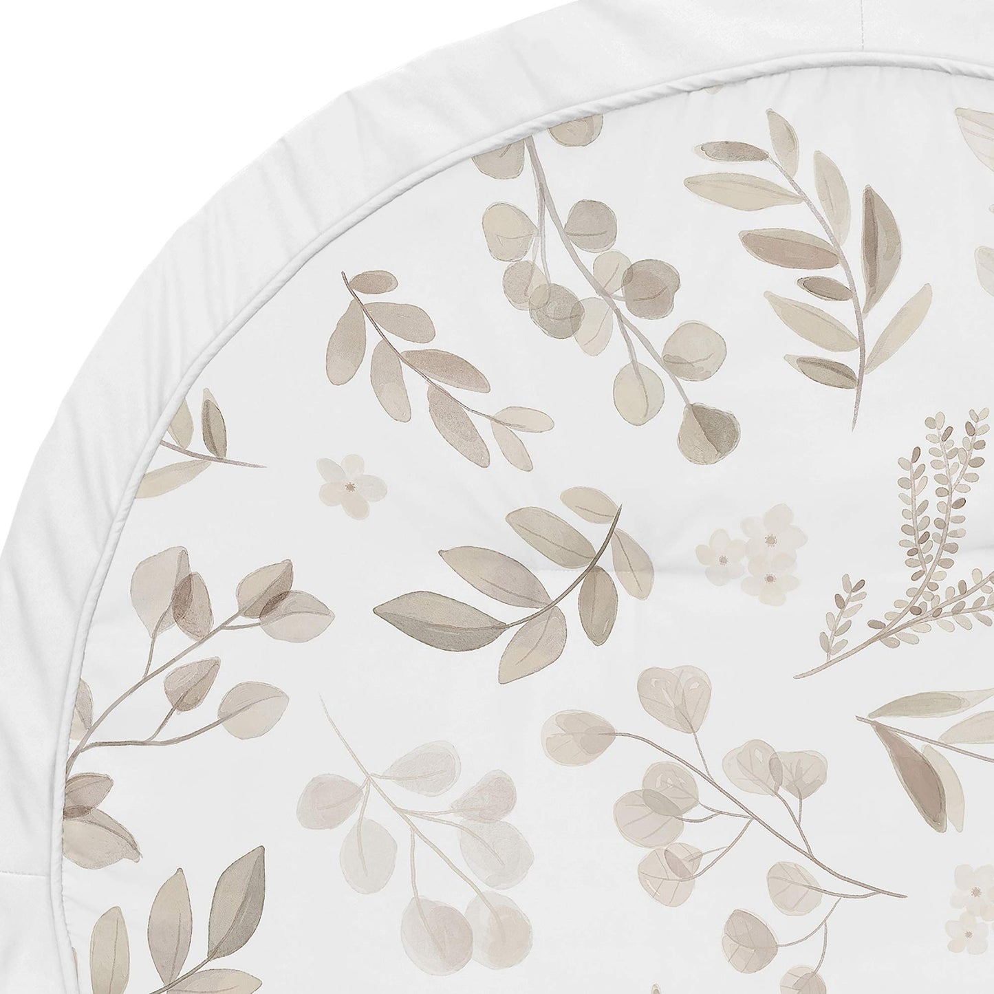 Sweet Jojo Designs Leaf Boy Or Girl Baby Playmat Tummy Time Infant Play Mat - Gender Neutral Floral Ivory Beige Taupe And White