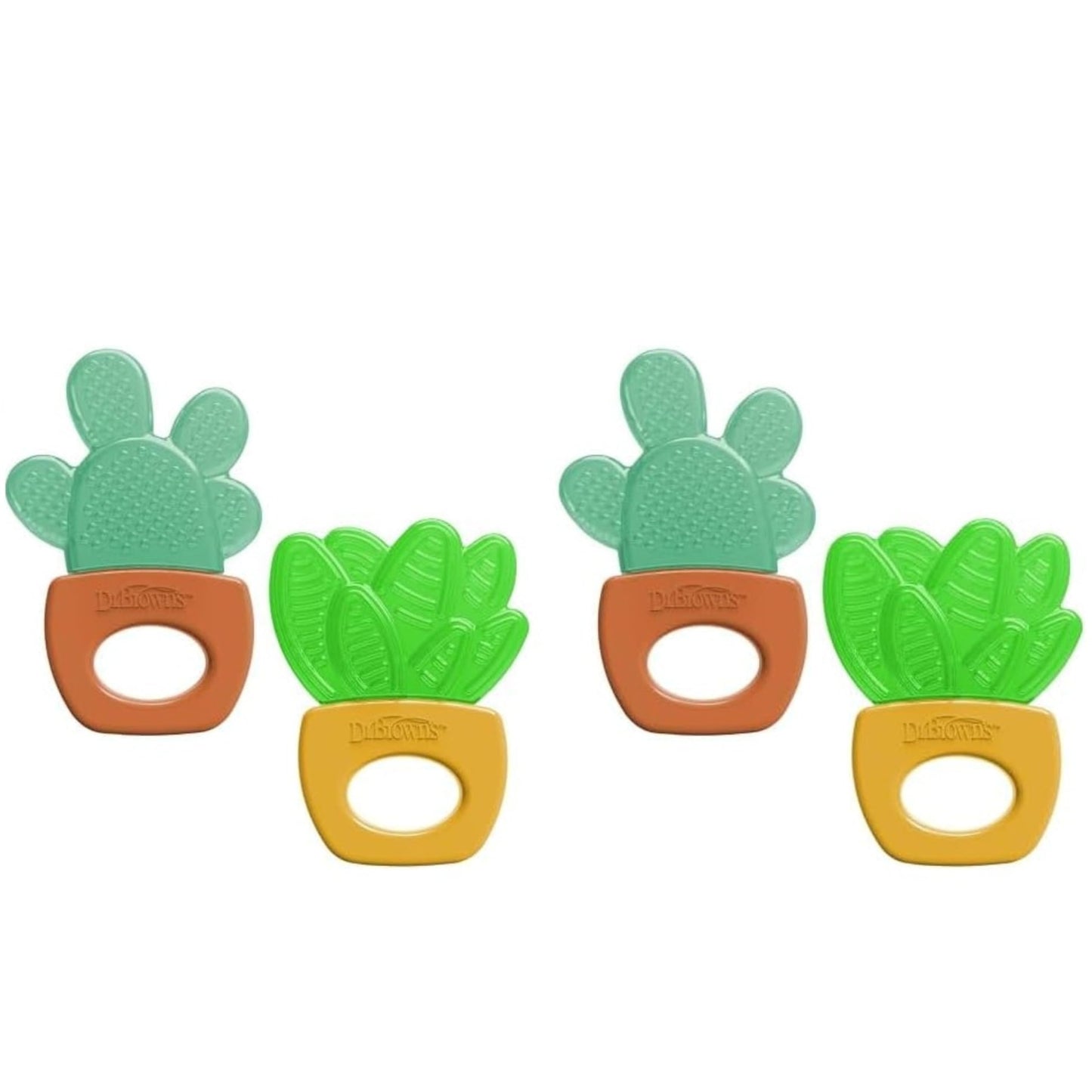 Dr. Browns AquaCool Water-Filled Teether, Cooling Baby Teether Toy for Sore Gums, Green Cactus, BPA Free, 3m+, 4-Pack