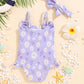 Mioglrie Toddler Baby 3T Swimsuit Girl 4T Bathing Suit Girls One Piece Swimwear Purple Floral Infant Summer Beach Swim Suit