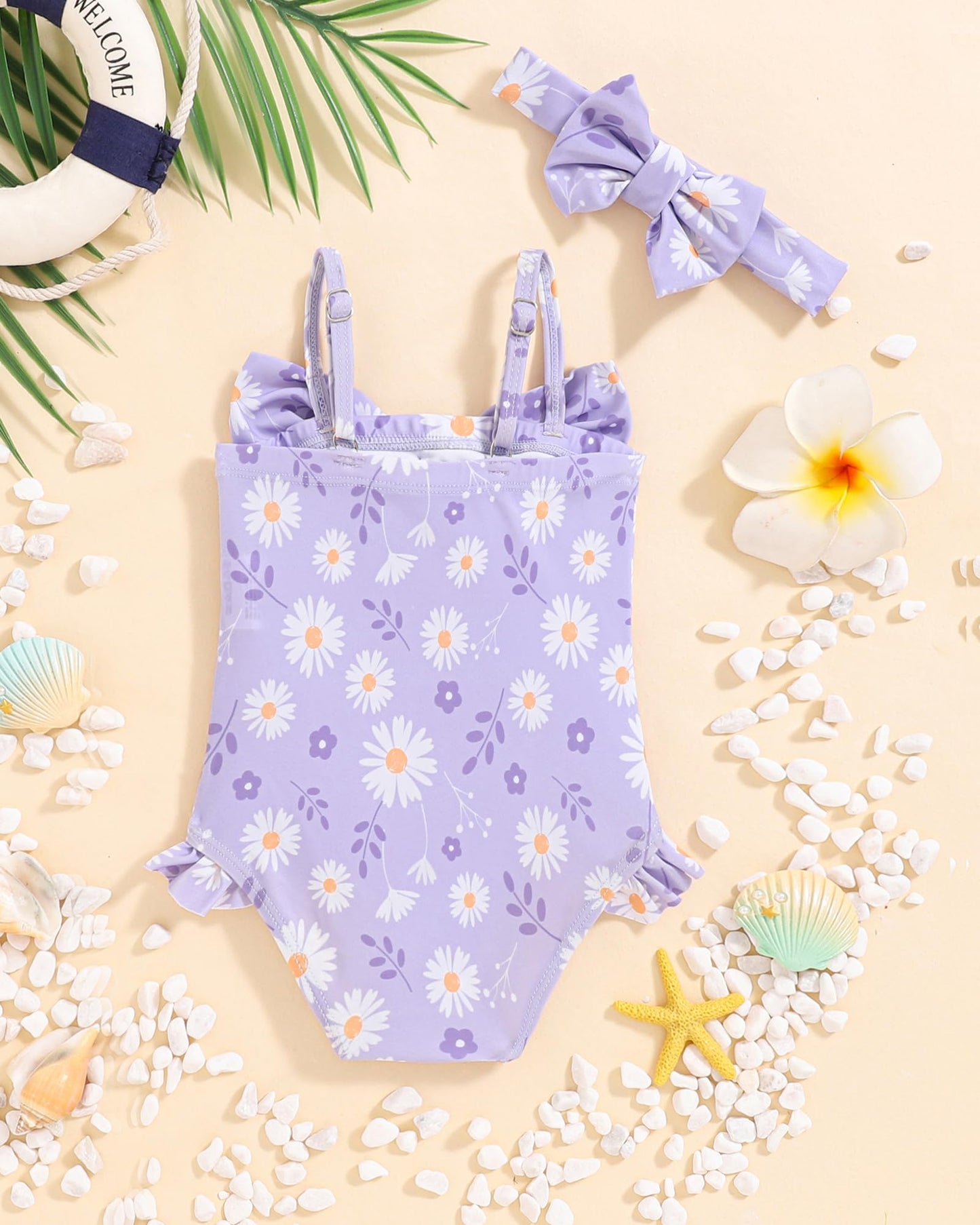 Mioglrie Baby Girl Swimsuit Infant Bathing Suits Newborn 0-3 Month For Girls Summer Beach Swim Suit Purple Floral One Piece Swim