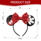 Razko Minnie Ears Headband, Sparkle Black Mickey Ears Headband With Bow,Park Ears Headband,Princess Decoration Cosplay Costume F