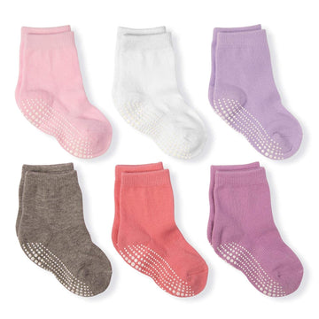 La Active Baby Socks 12-36 Months - 6 Pairs Of Newborn, Infant & Toddler Socks For Boys And Girls With Non-Slip Grip - Crew Styl