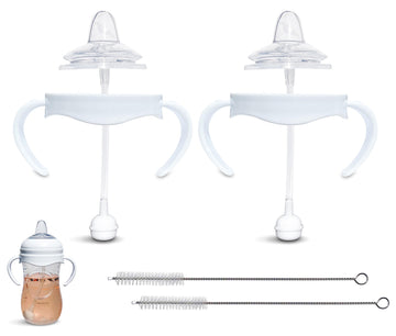 Straw Cup Conversion Kit For Philips Avent Natural Baby Bottle 2-Count | Soft Silicone Straw Top Nipples, Weighted Any Angle Str