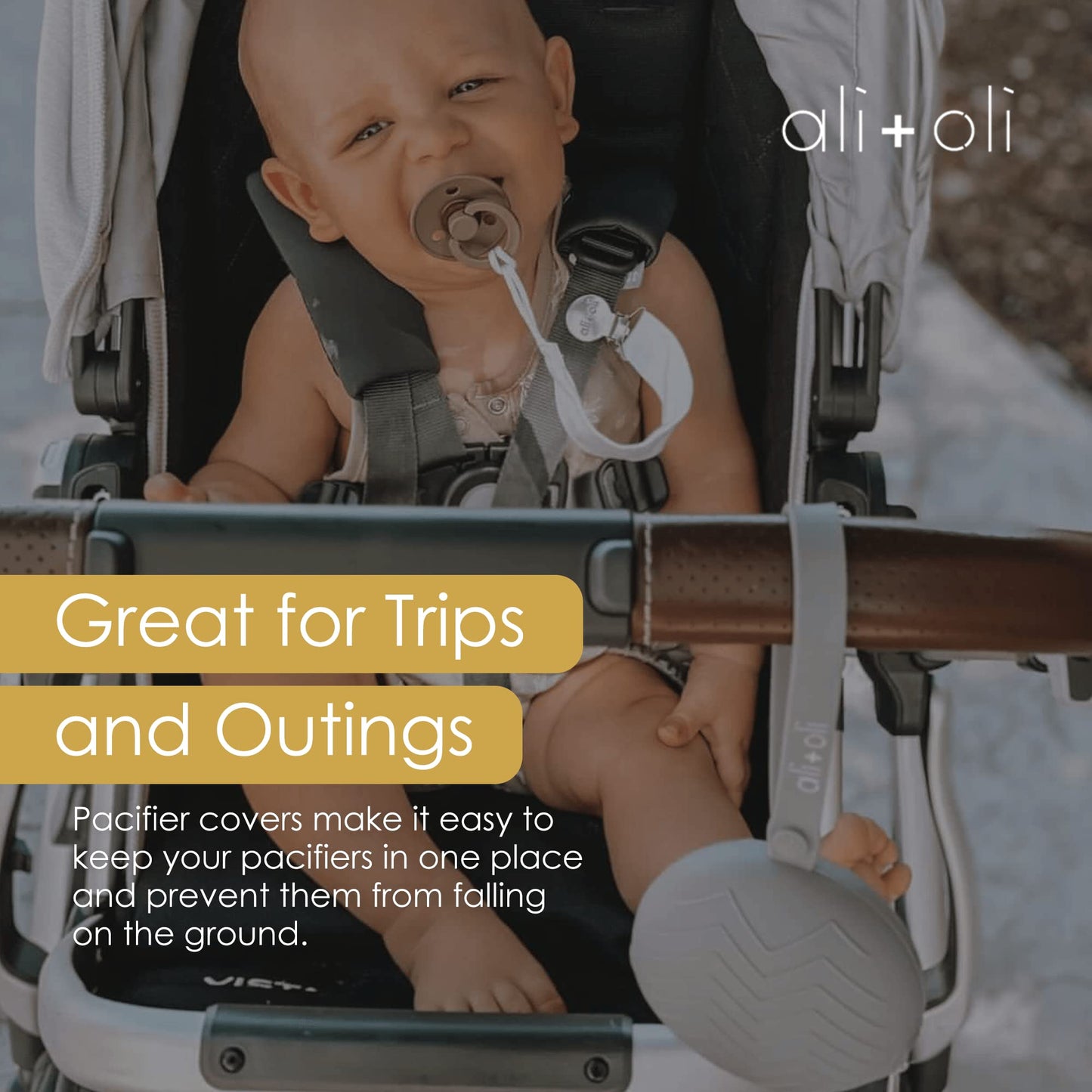 Ali+Oli Silicone Pacifier Case (Natural) 3' X 1.6' Bpa-Free Newborn Pacifier Holder, Travel Baby Pacifiers Silicone Pouch, Pac