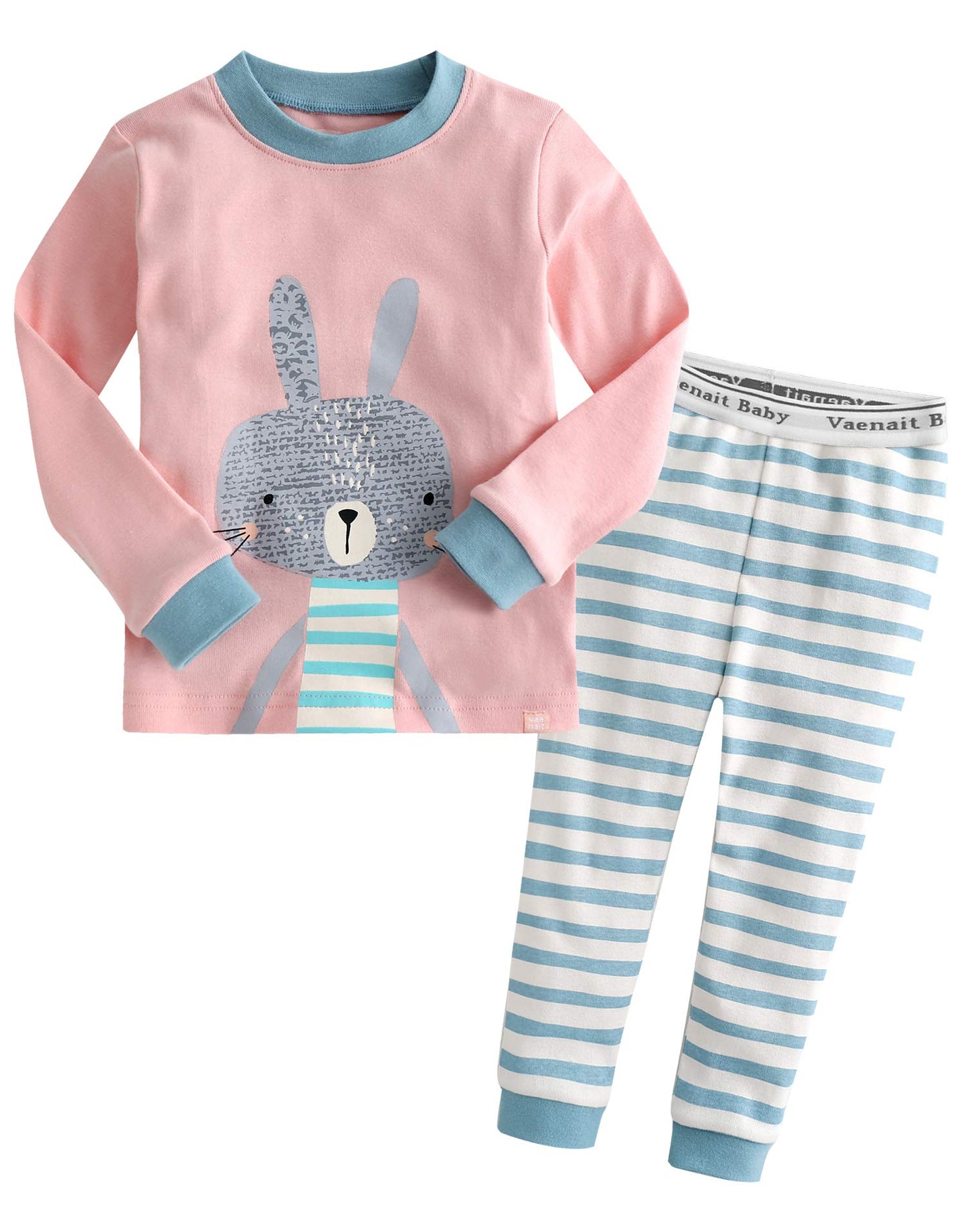 Vaenait Baby Kids Girls Boys Cotton Sleepwear Pajama 2Pcs Set Pink Bunny 4-5T/L
