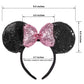 Chuangqi Mouse Ears Shiny Headbands 3D Bow (Pack Of 2), Double-Sided Sequins Hair Band For Birthday Party/Holiday Dress Up/Amuse