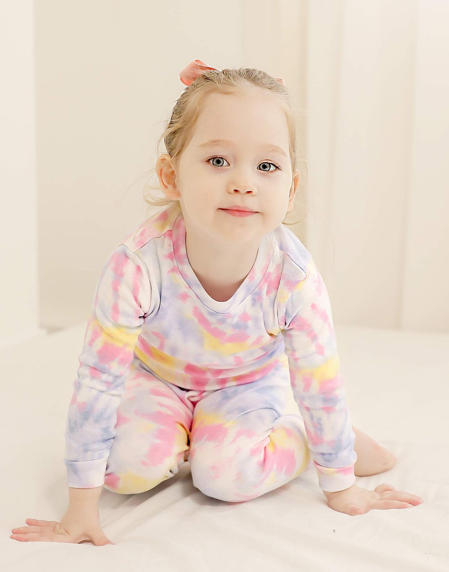 Vaenait Baby Kids Junior 100% Cotton Sleepwear Pajamas 2Pcs Set Tiedye-Bluepinkyellow-253 L