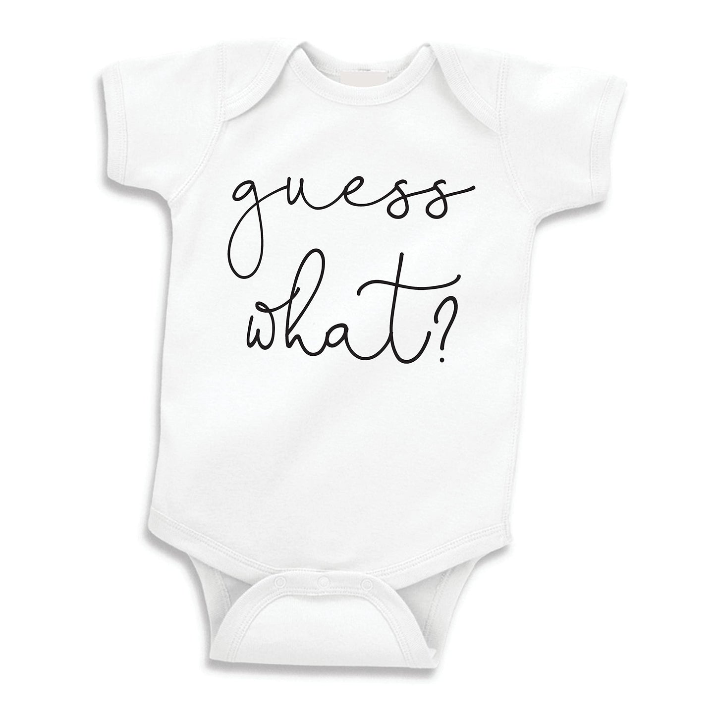 Bump And Beyond Designs Baby-Boys Surprise Pregnancy Announcement To Family Guess What Leotard White, 0-3 Months