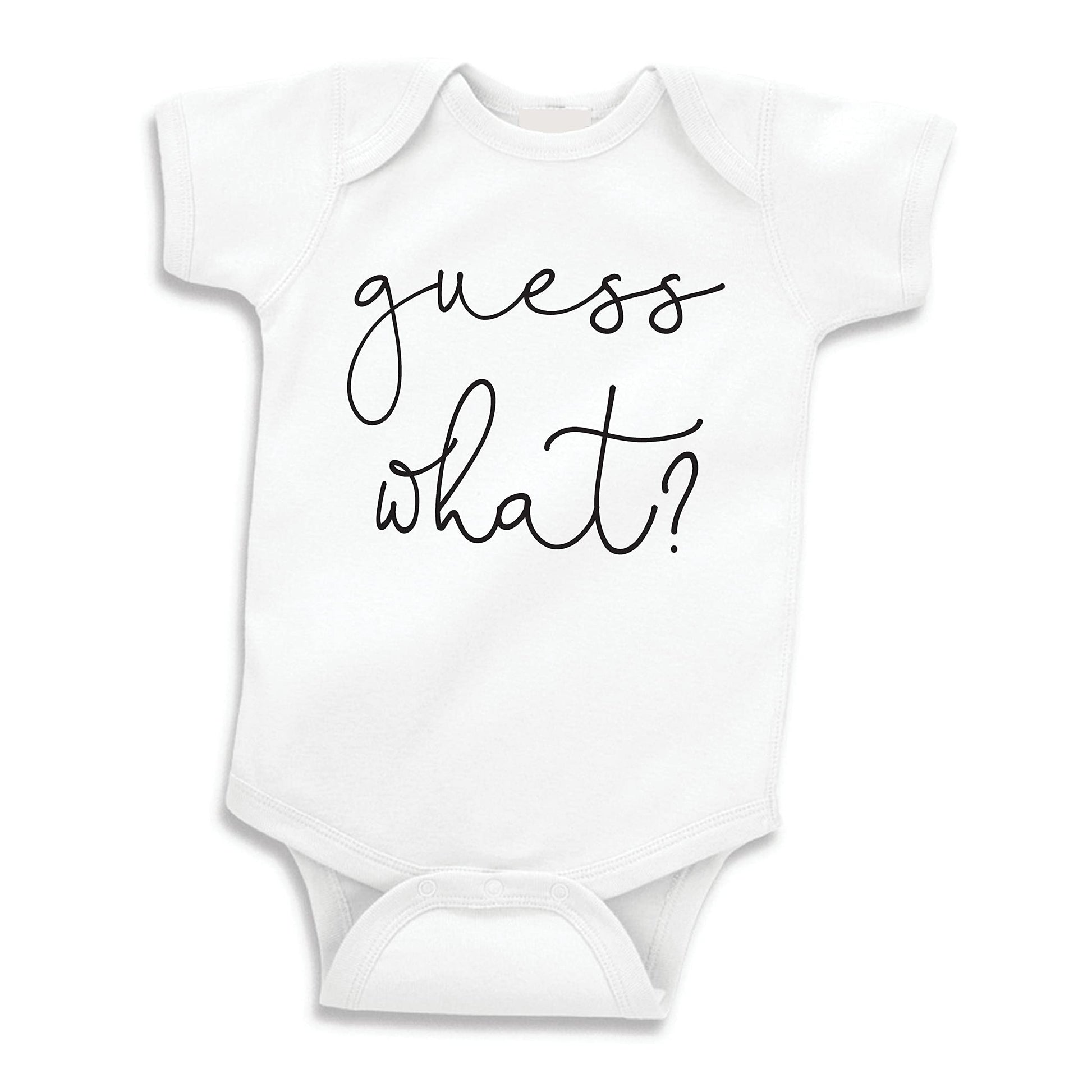 Bump And Beyond Designs Baby-Boys Surprise Pregnancy Announcement To Family Guess What Leotard White, 0-3 Months