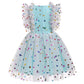 Ibtom Castle Baby Girl Blue Dress: Flower Girl Dress Toddler Sequin Birthday Cake Smash Infant Ruffled Polka Dots Embroidered We