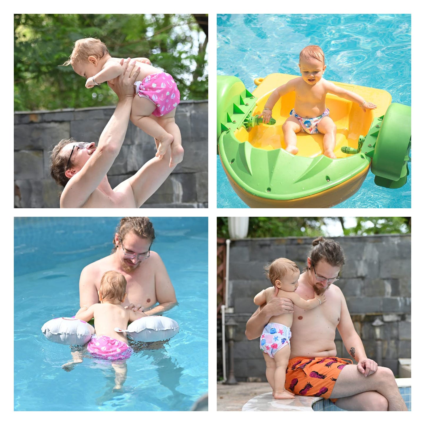 Alvababy Swim Diaper Large Size Baby Swim Diapers 2Pcs Reusable Washable Adjustable For Swimming Lesson Baby Toddler Girls 0-3T